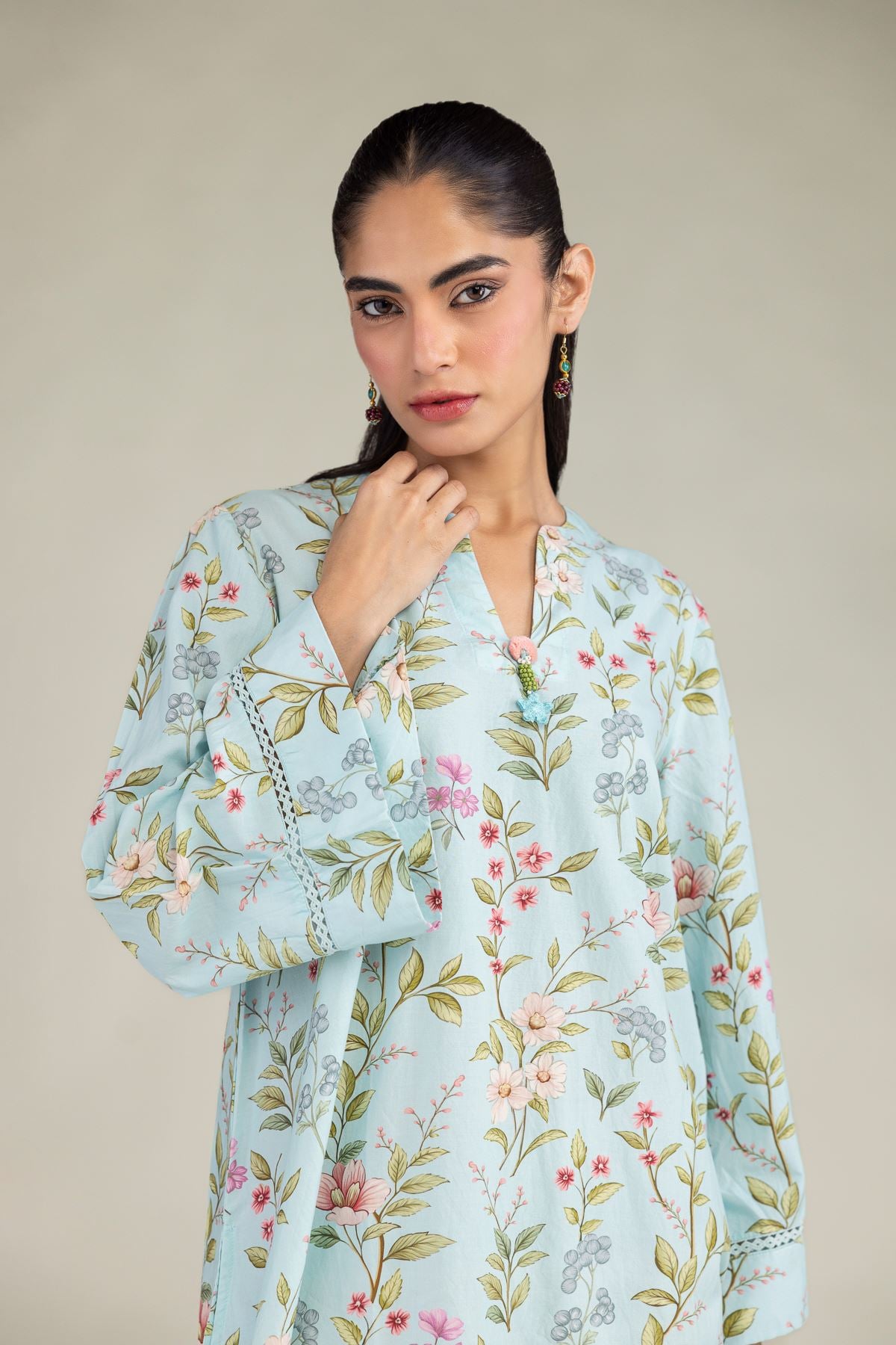 Blue V-Neck Kurta