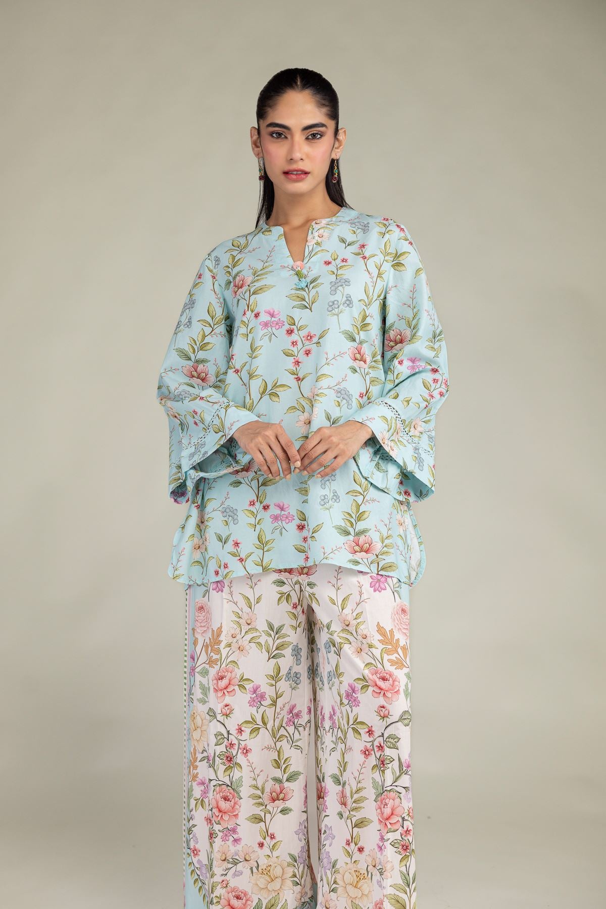 Blue V-Neck Kurta