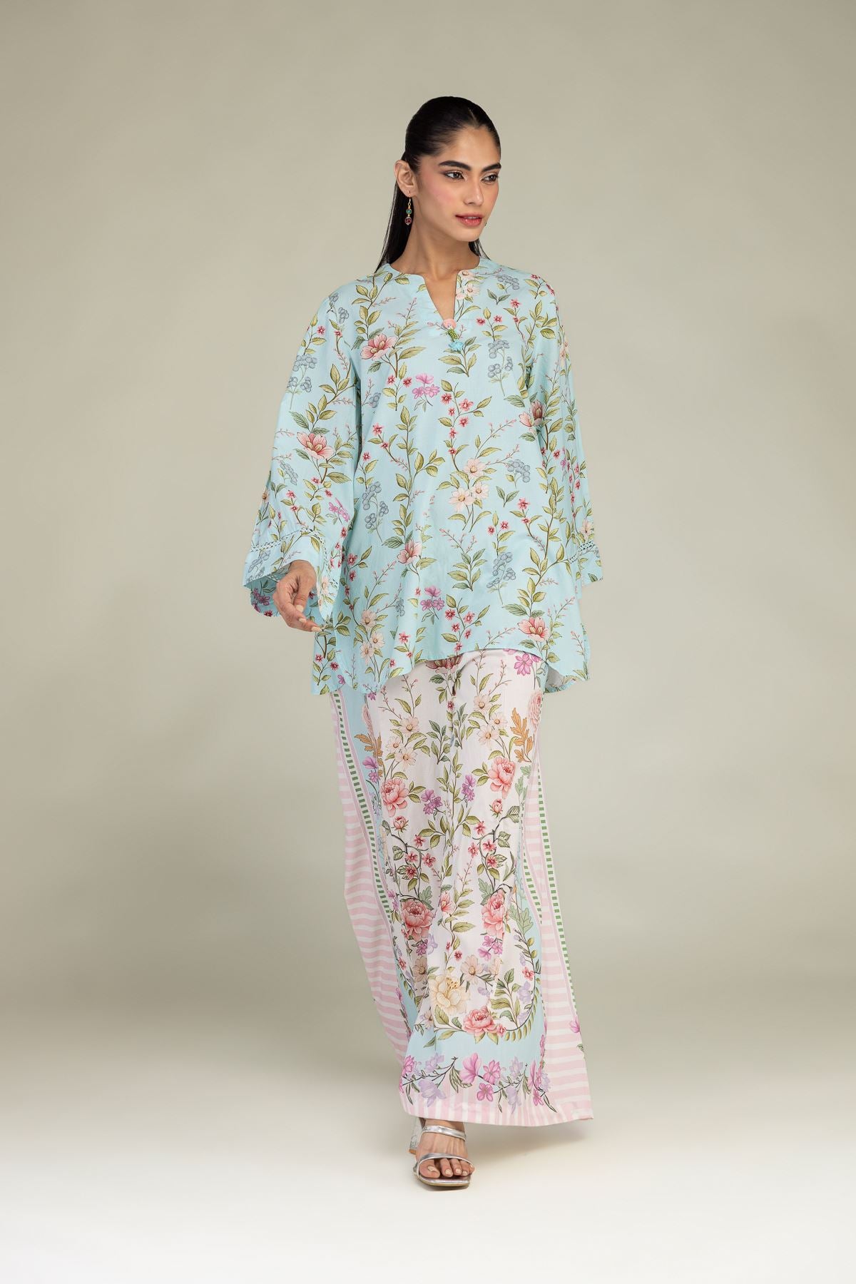 Blue V-Neck Kurta