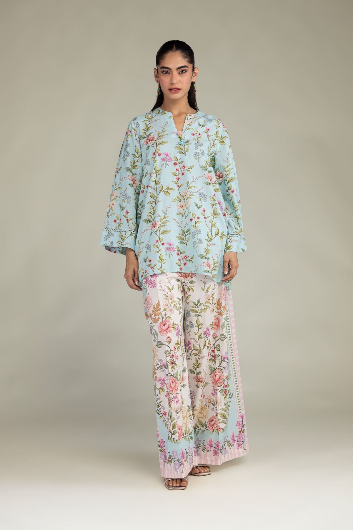 Blue V-Neck Kurta
