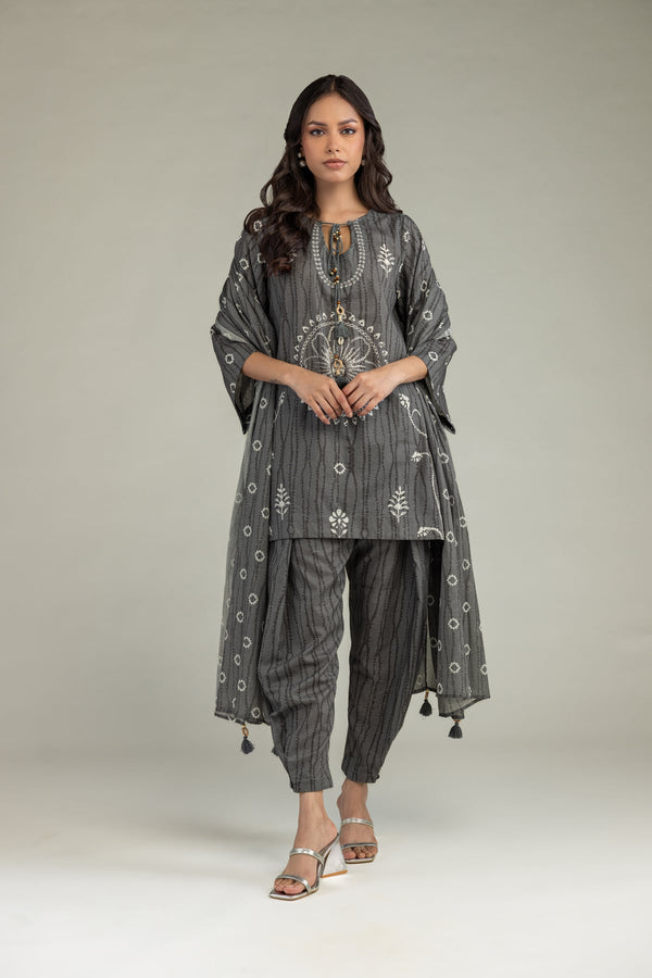 Gray Cotton Kurta