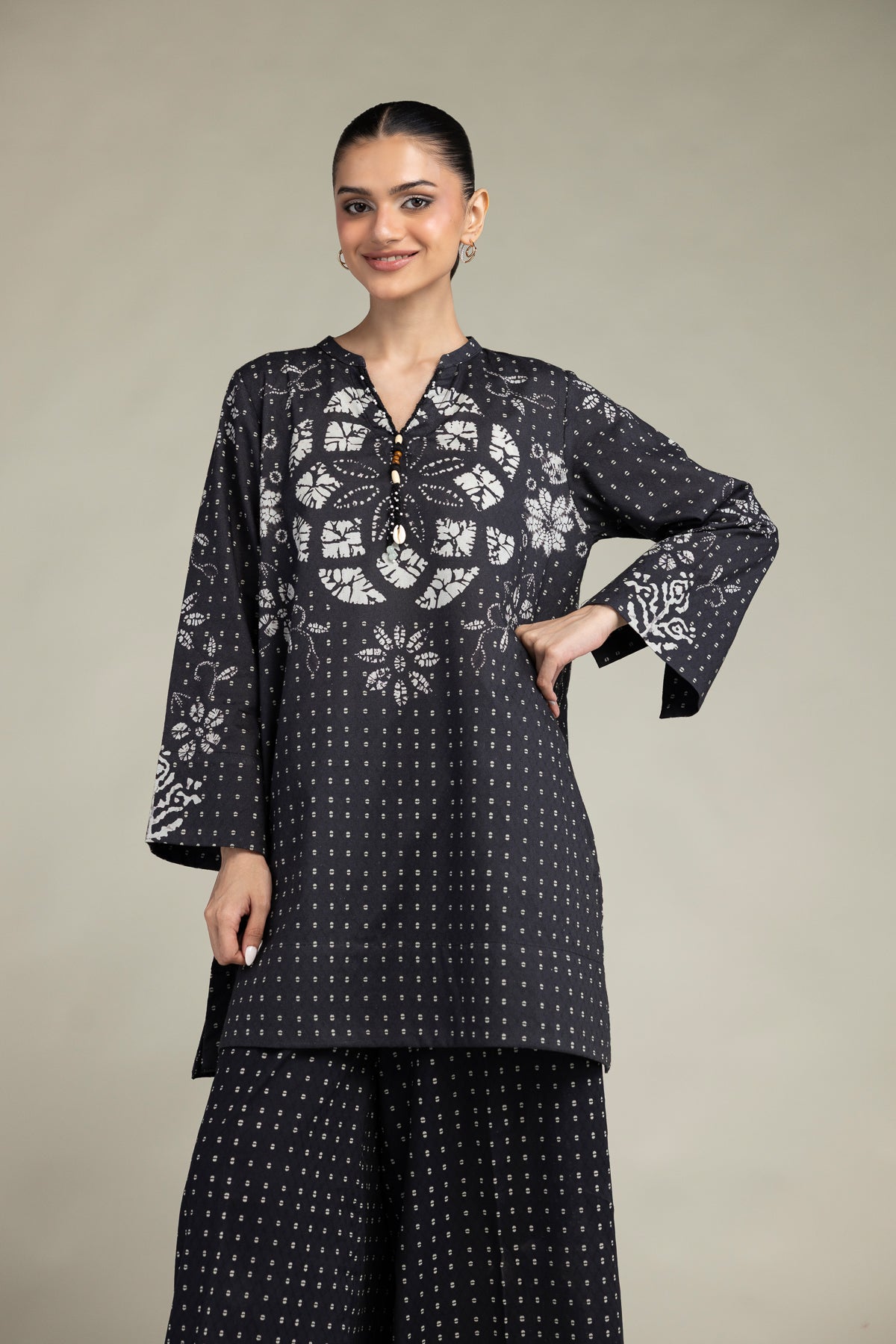Printed V-Neck Kurta