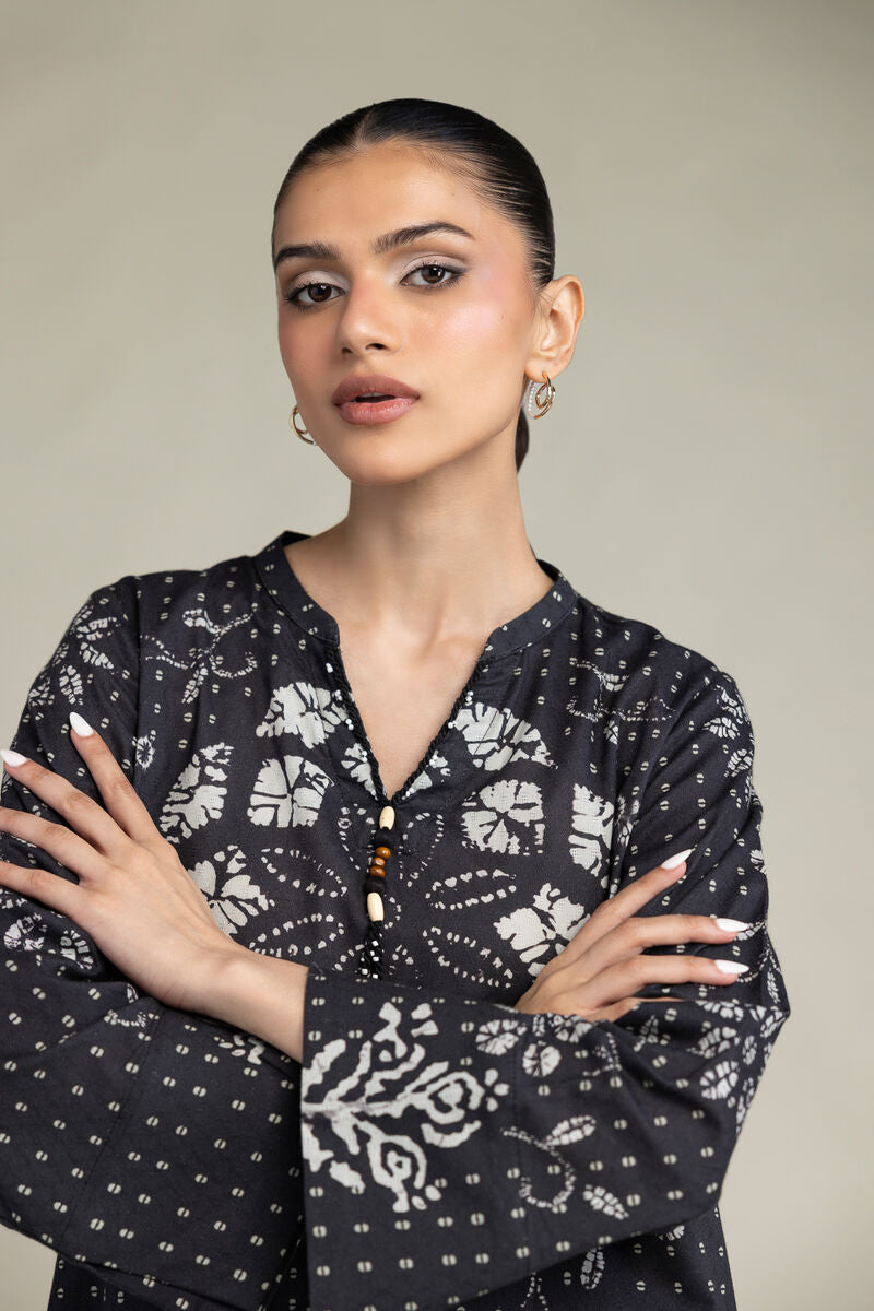 Printed V-Neck Kurta