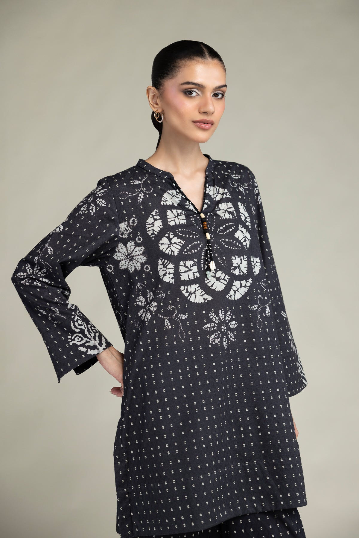 Printed V-Neck Kurta