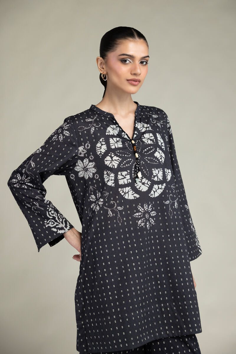 Printed V-Neck Kurta
