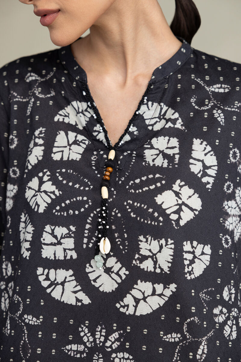 Printed V-Neck Kurta