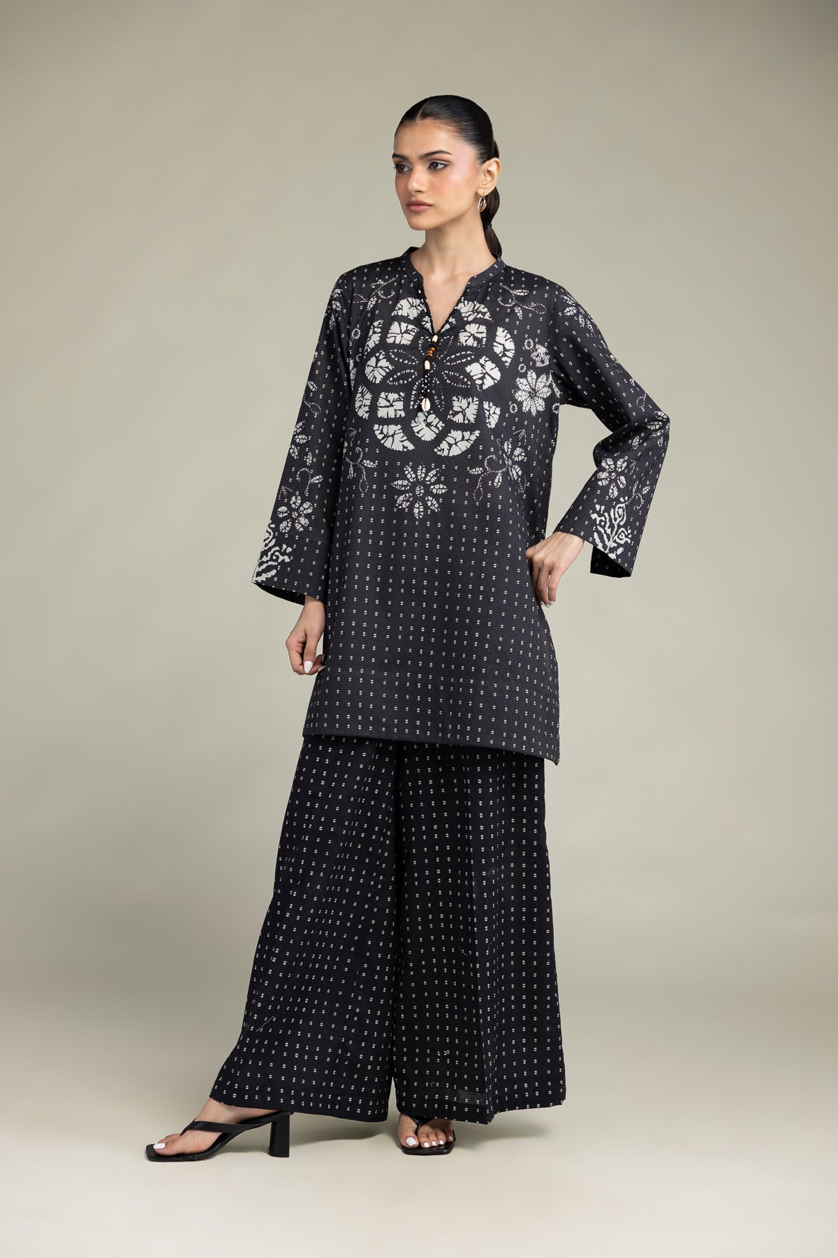Printed V-Neck Kurta