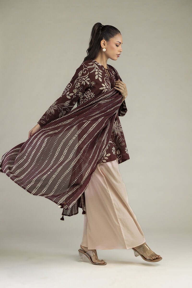 Brown Printed Dupatta