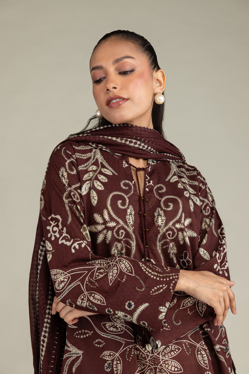 Brown Printed Dupatta