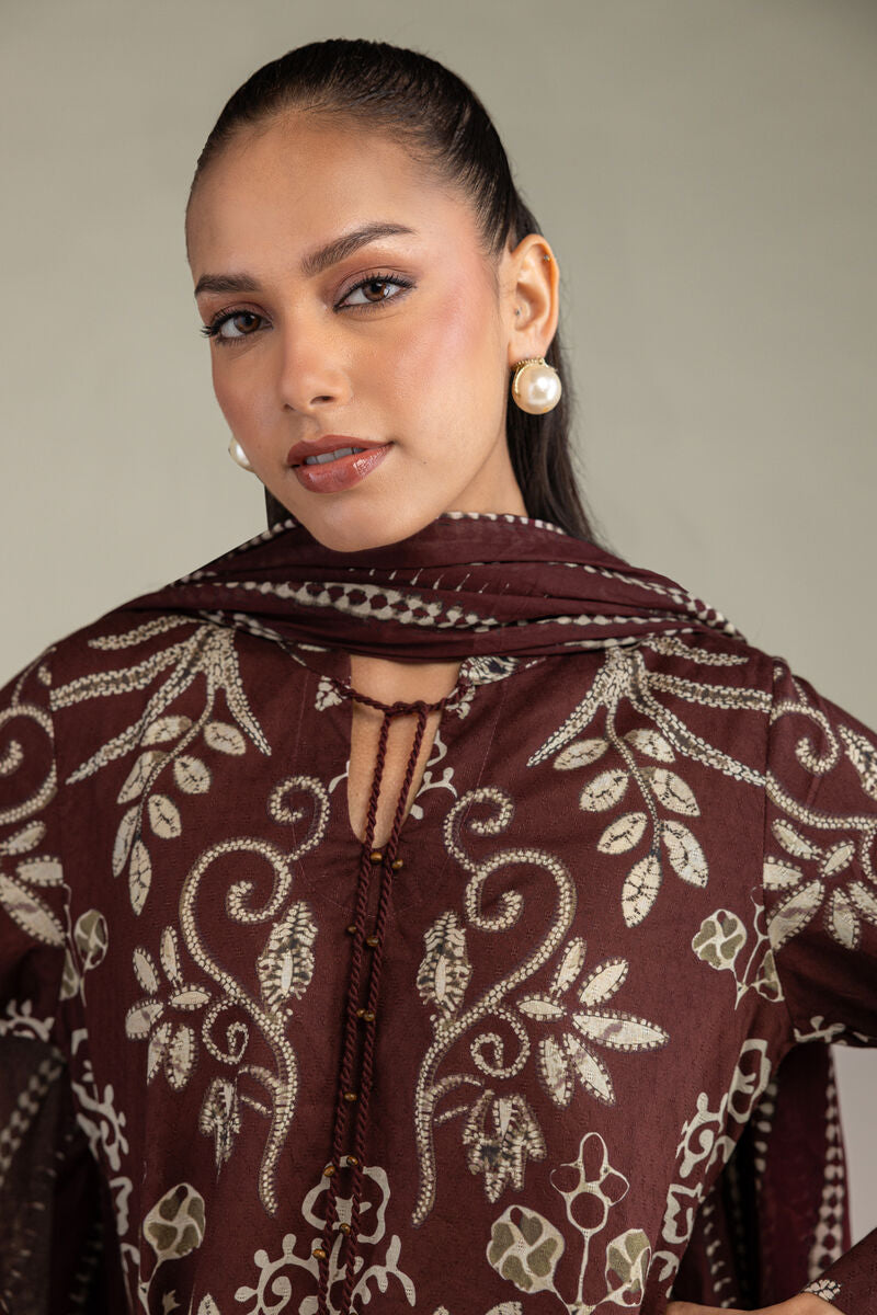 Brown Printed Dupatta