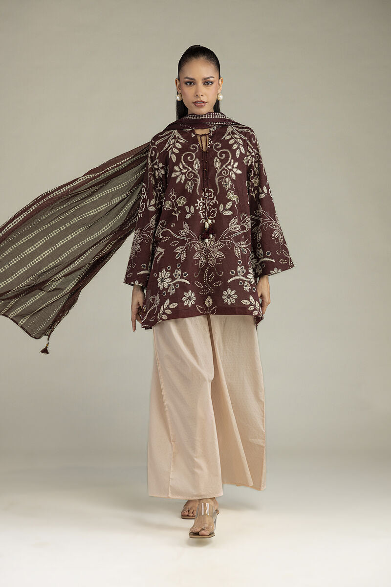 Brown Printed Dupatta