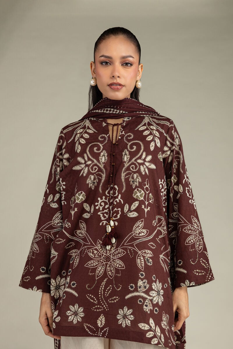 Brown Printed Dupatta