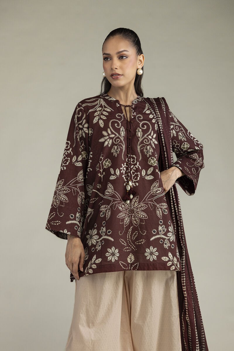 Brown Printed Dupatta
