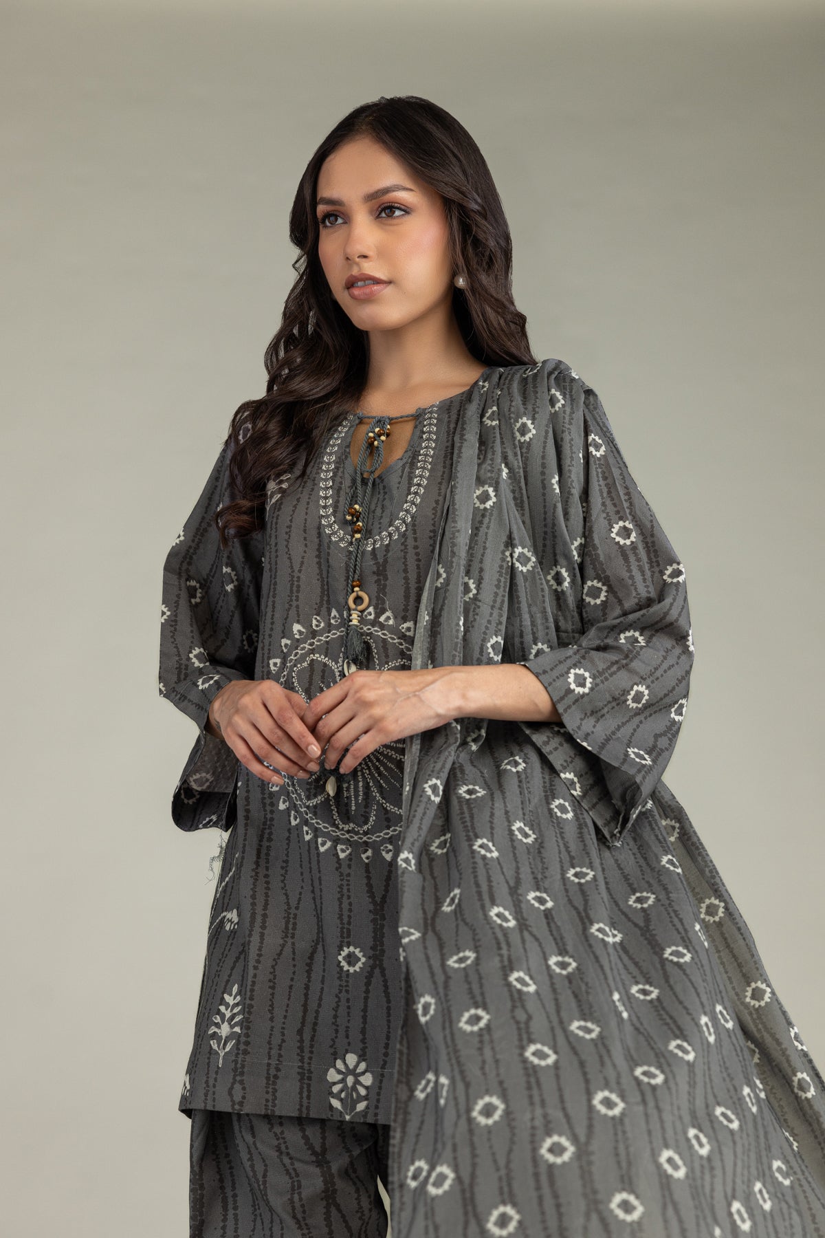 Gray Printed Dupatta