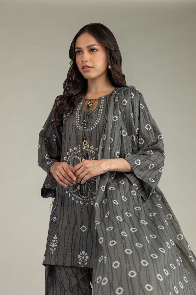 Gray Printed Dupatta