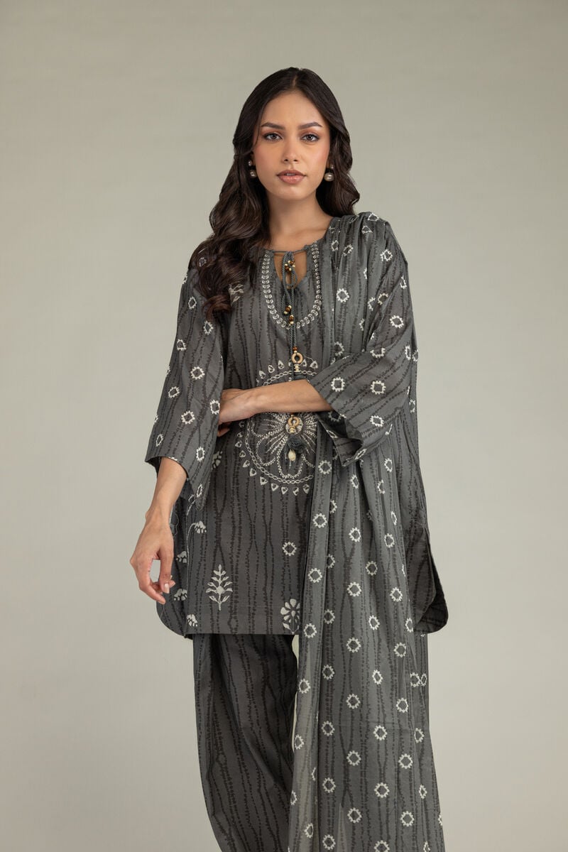 Gray Printed Dupatta