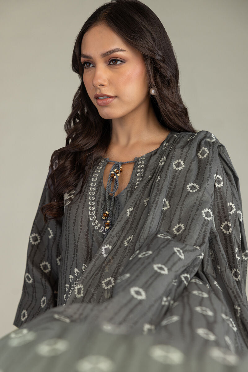 Gray Printed Dupatta