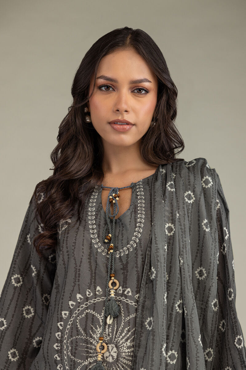 Gray Printed Dupatta