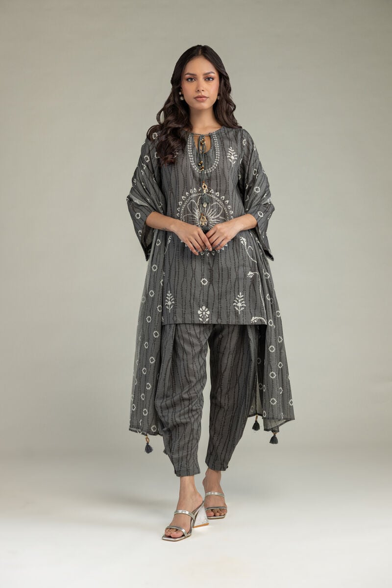 Gray Printed Dupatta