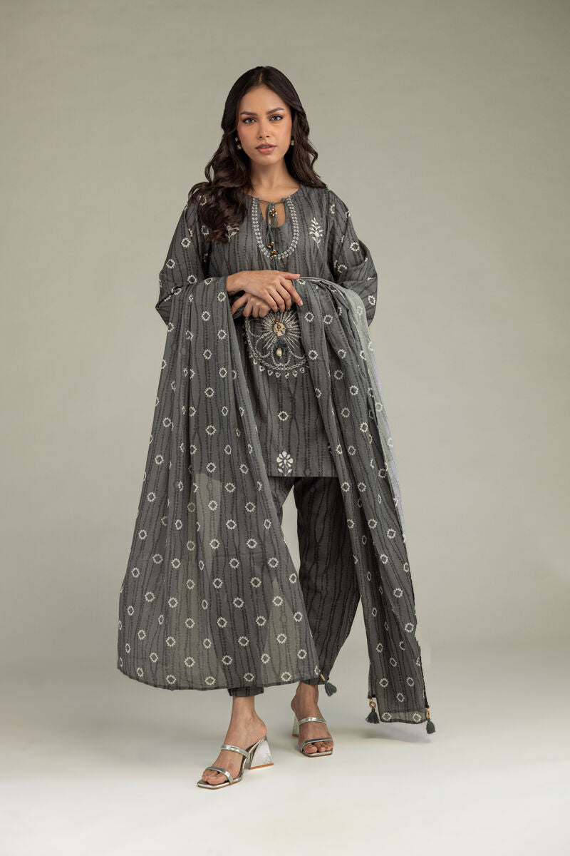Gray Printed Dupatta
