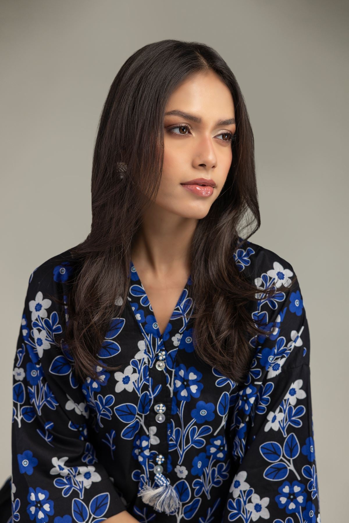 Floral V-Neck Kurta