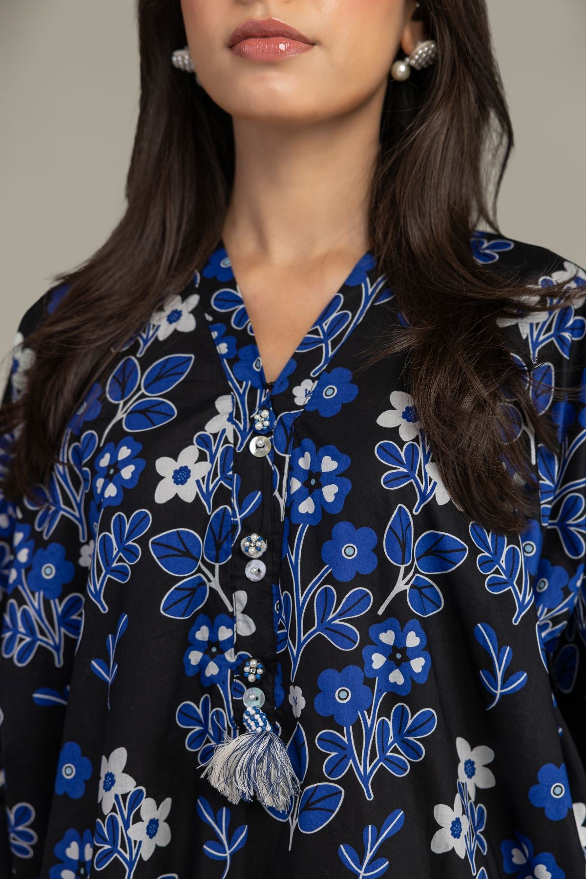 Floral V-Neck Kurta