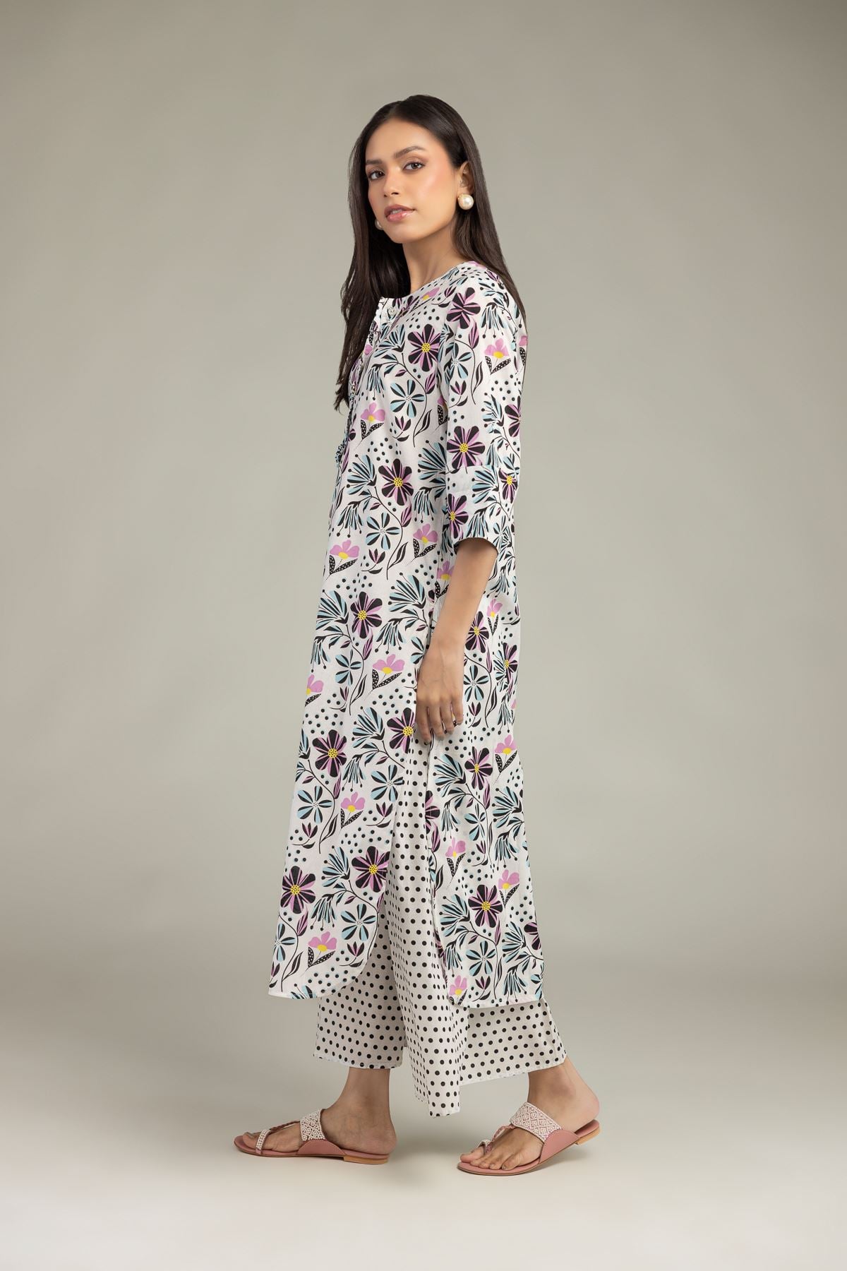 White Printed Pants