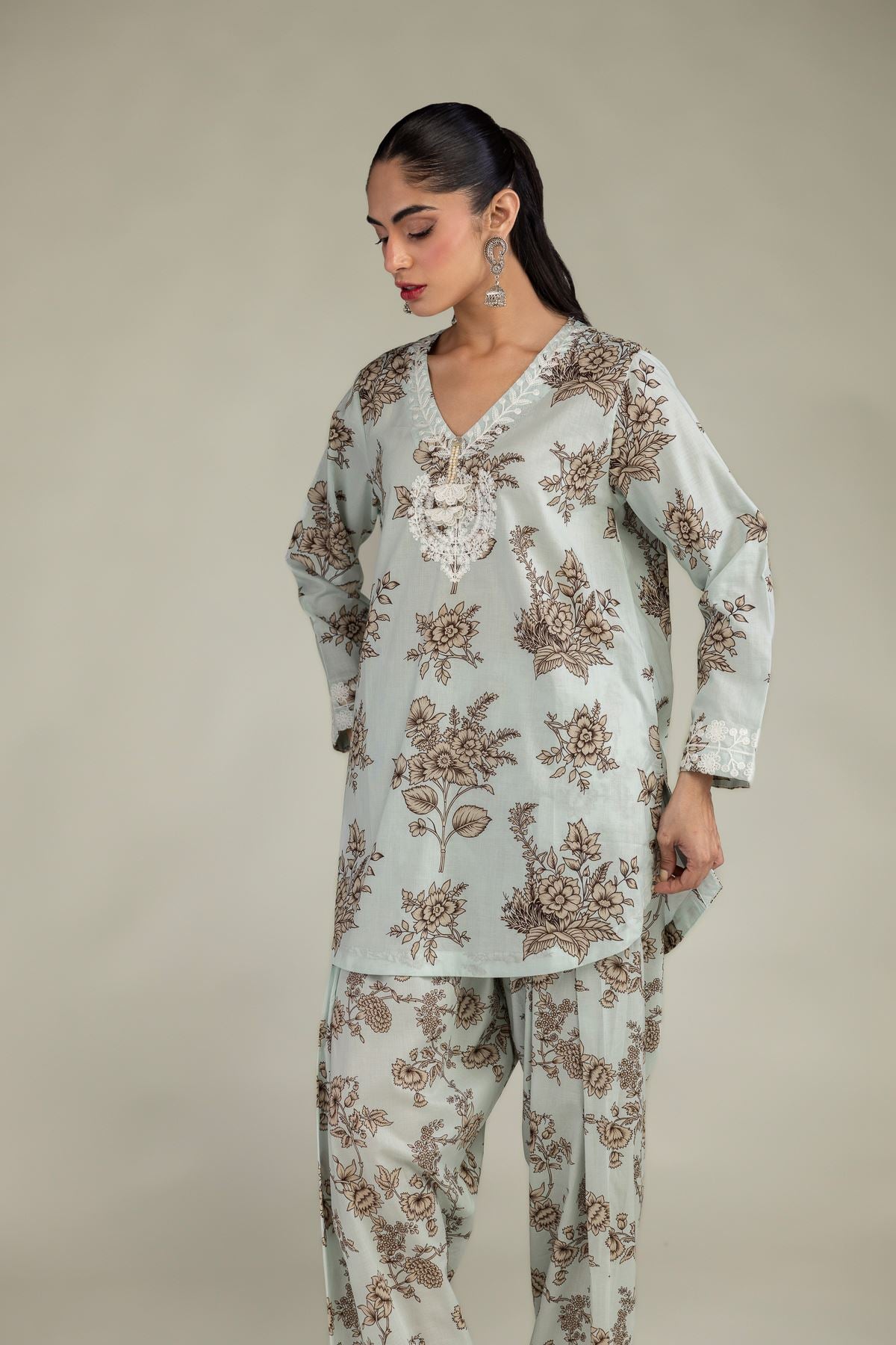 Short Floral Kurta