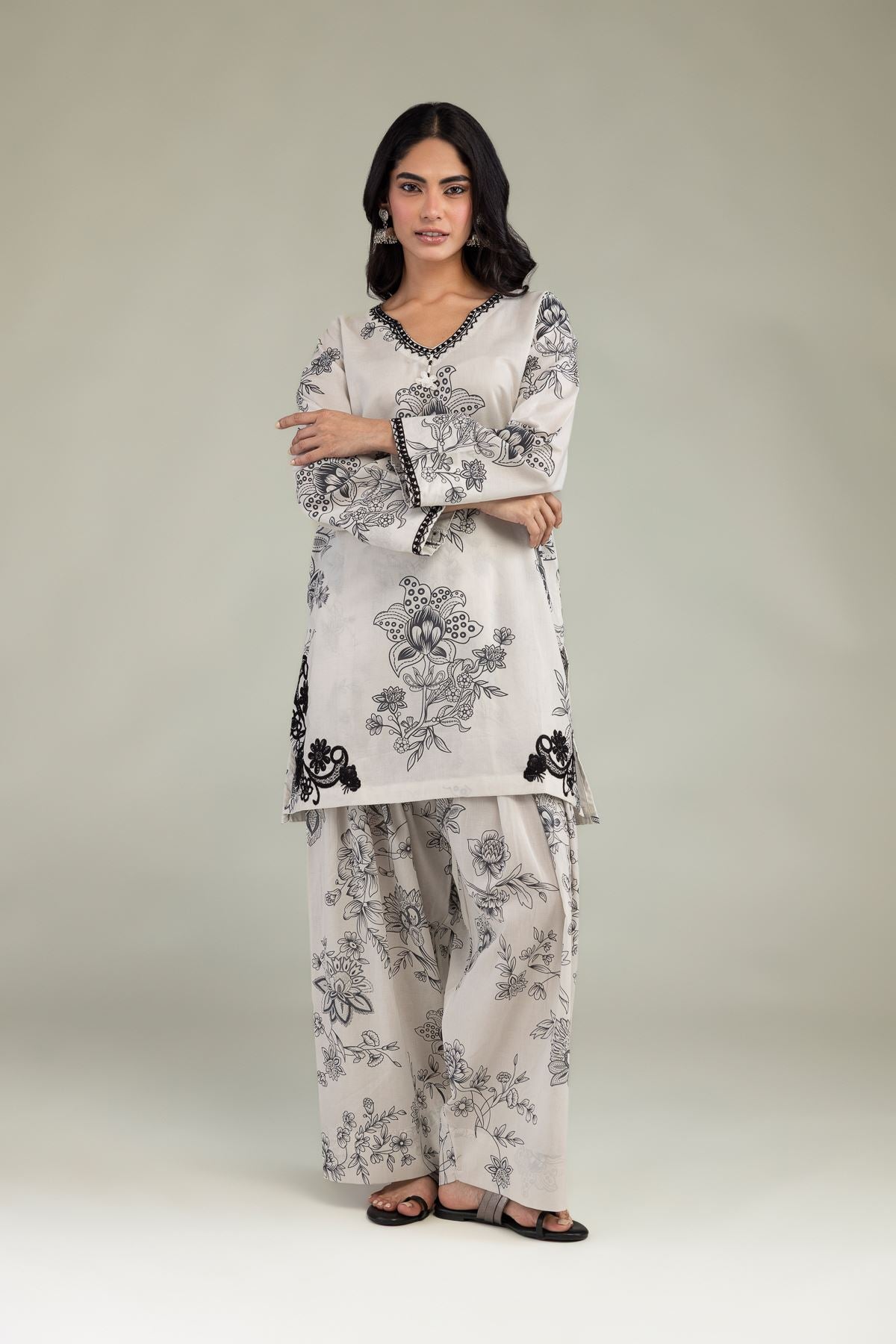 Short Floral Kurta