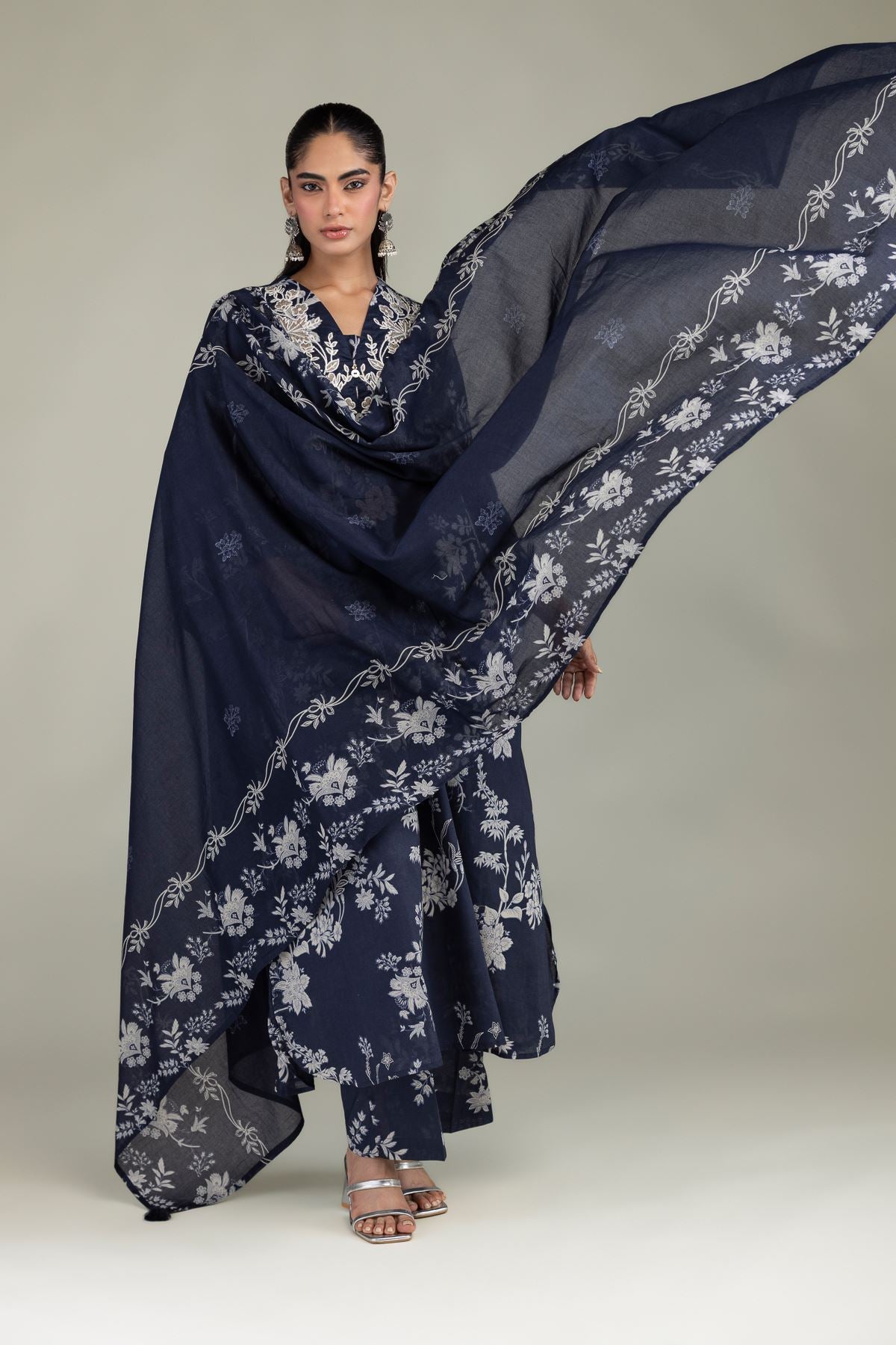 Navy Floral Pants