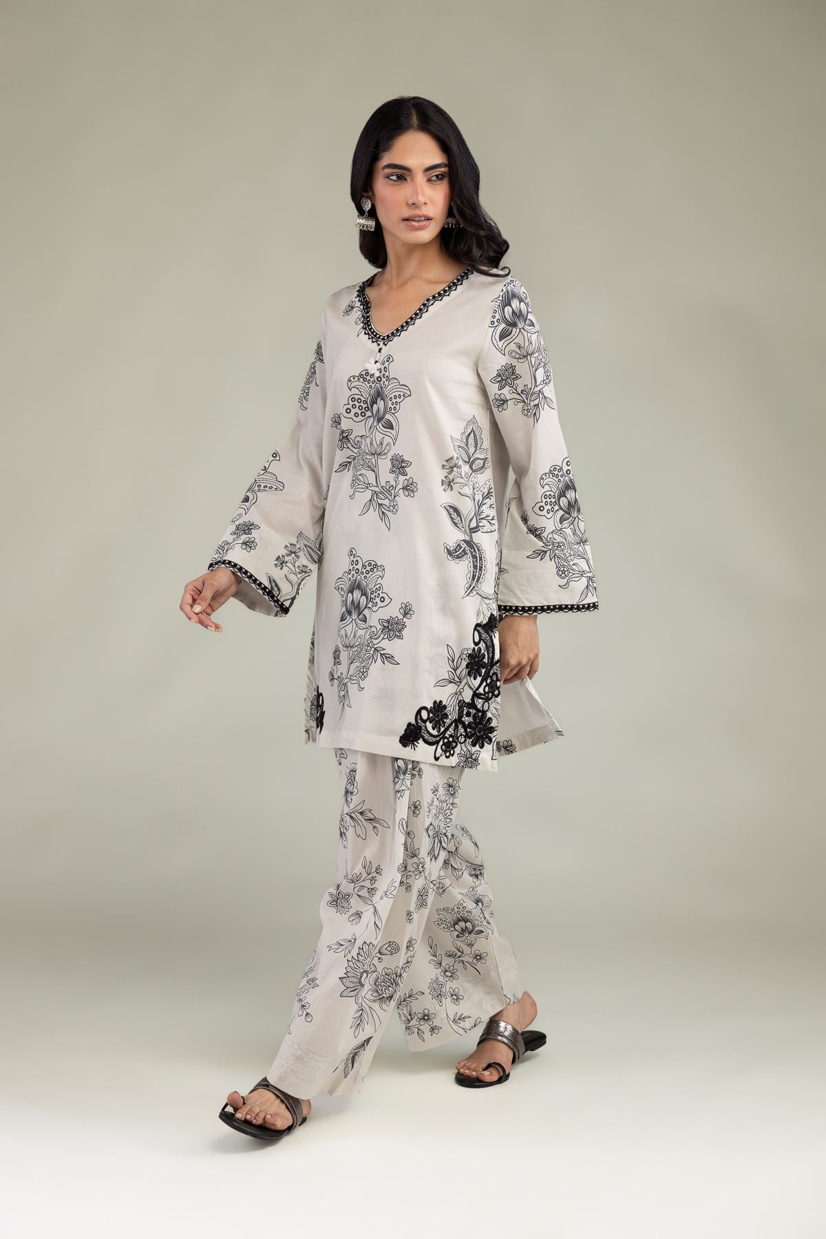 Short Floral Kurta