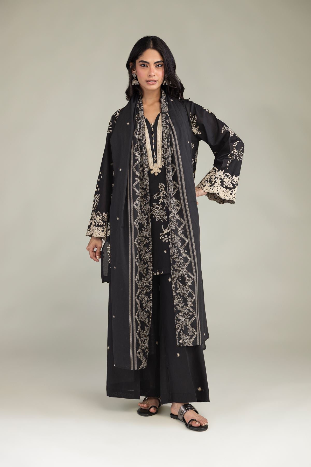 Black Lawn Dupatta