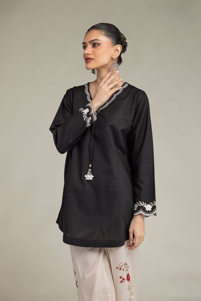 Black V-Neck Kurta