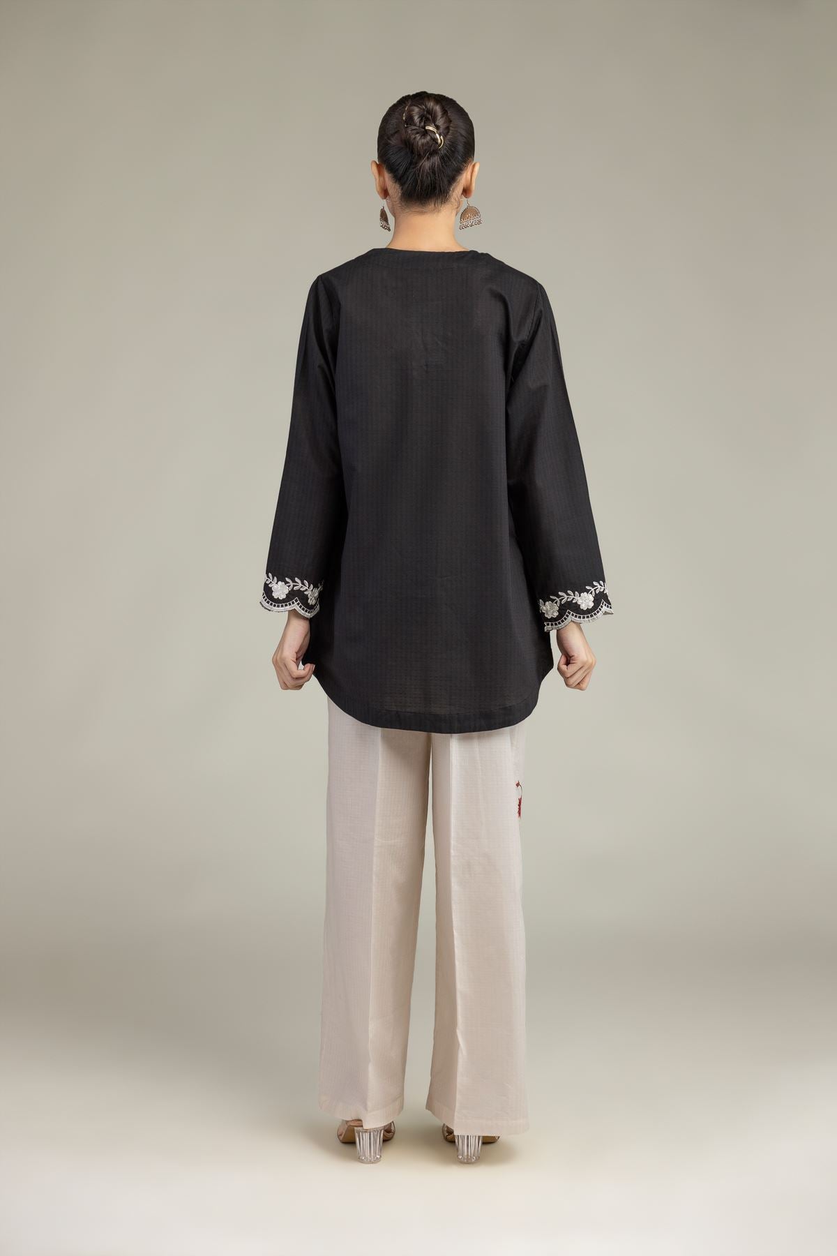 Black V-Neck Kurta