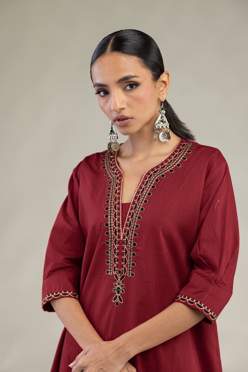 V-Neck Cotton Kurta