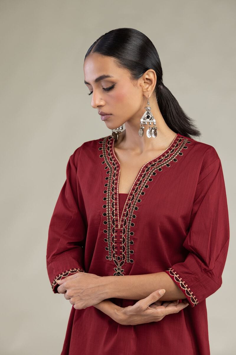 V-Neck Cotton Kurta
