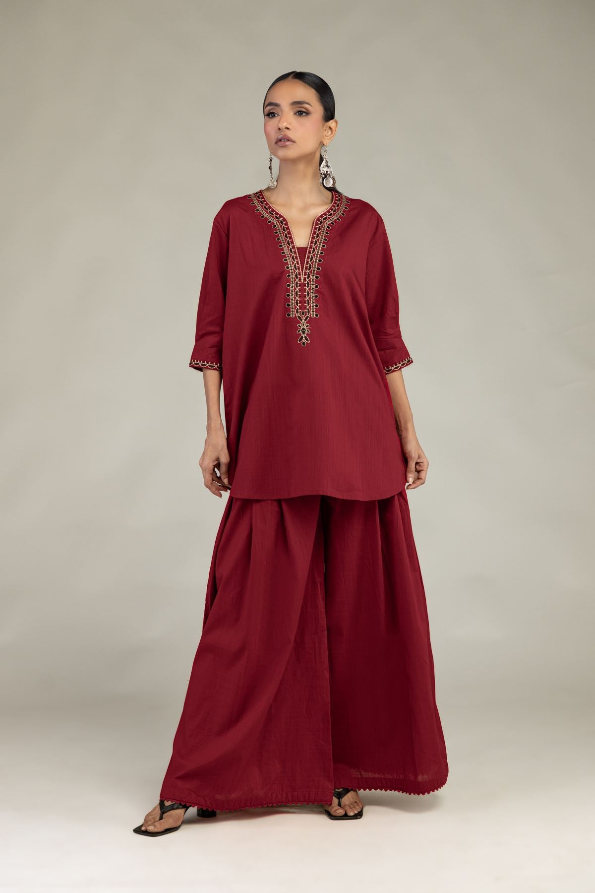 V-Neck Cotton Kurta