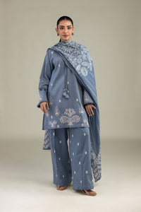 Blue Embroidered Pants