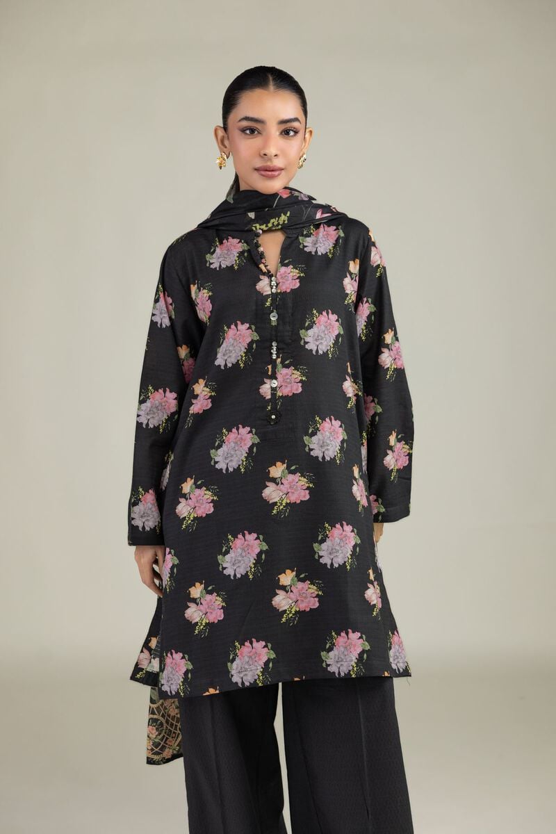 Black Floral Kurta