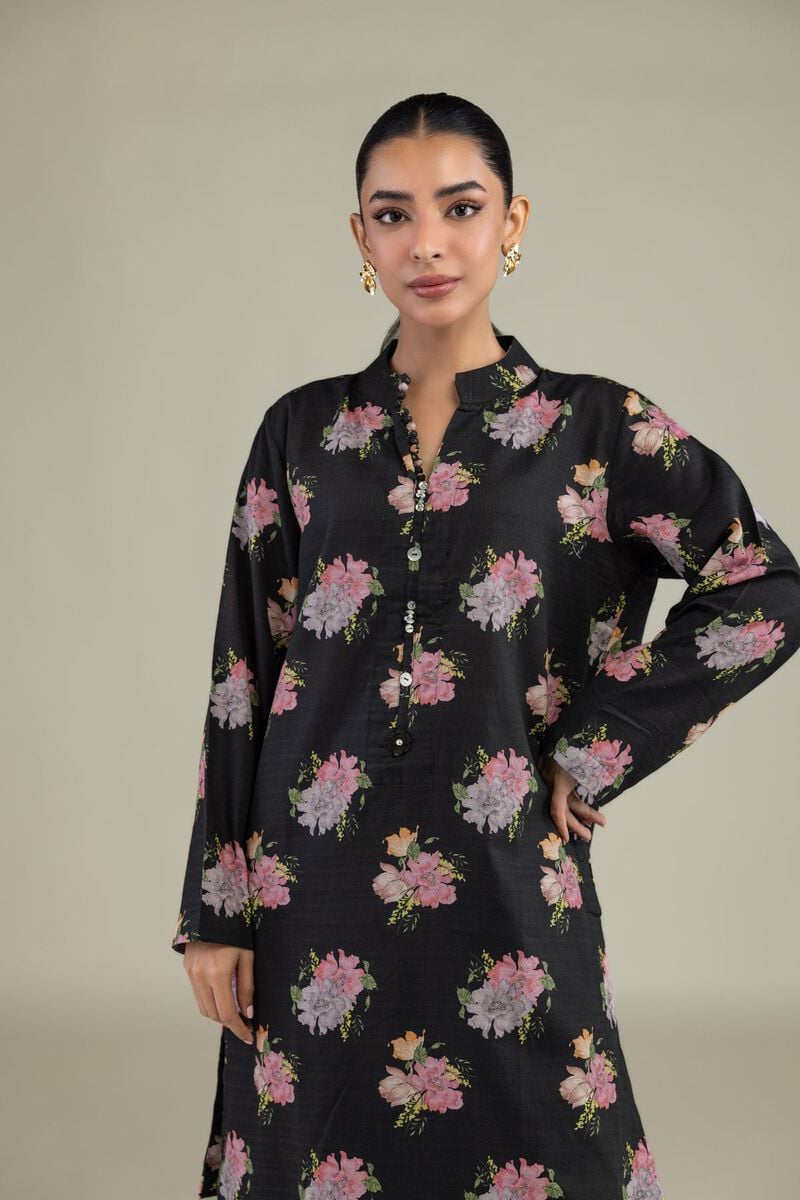Black Floral Kurta
