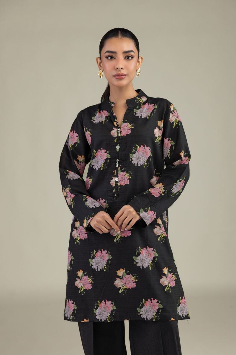 Black Floral Kurta