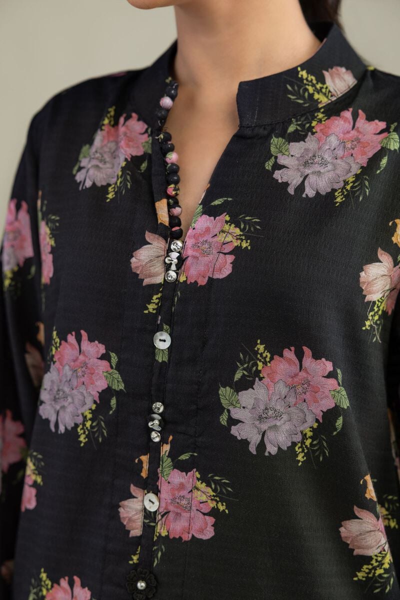 Black Floral Kurta