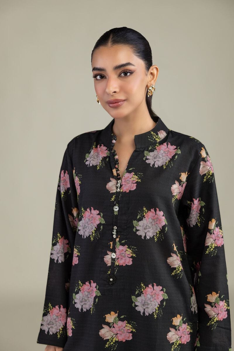 Black Floral Kurta