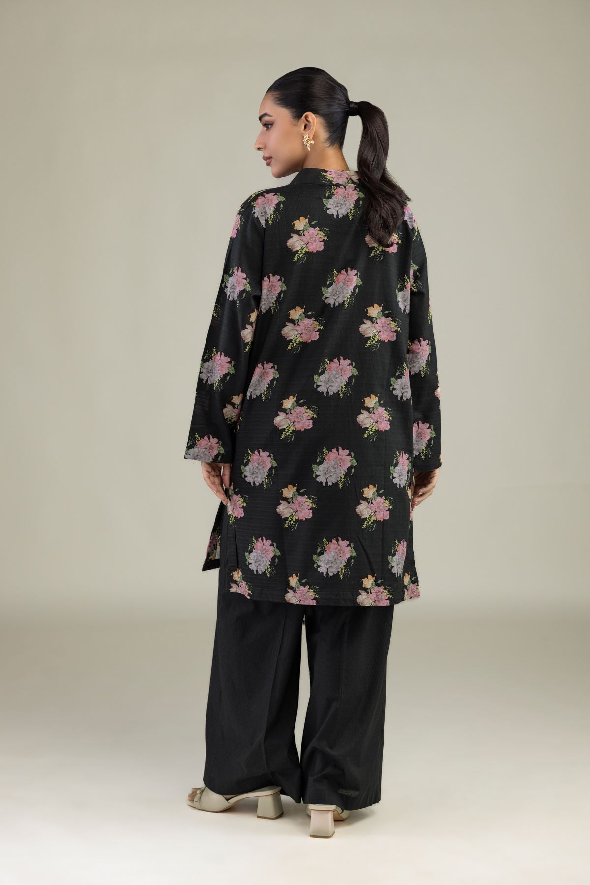 Black Floral Kurta