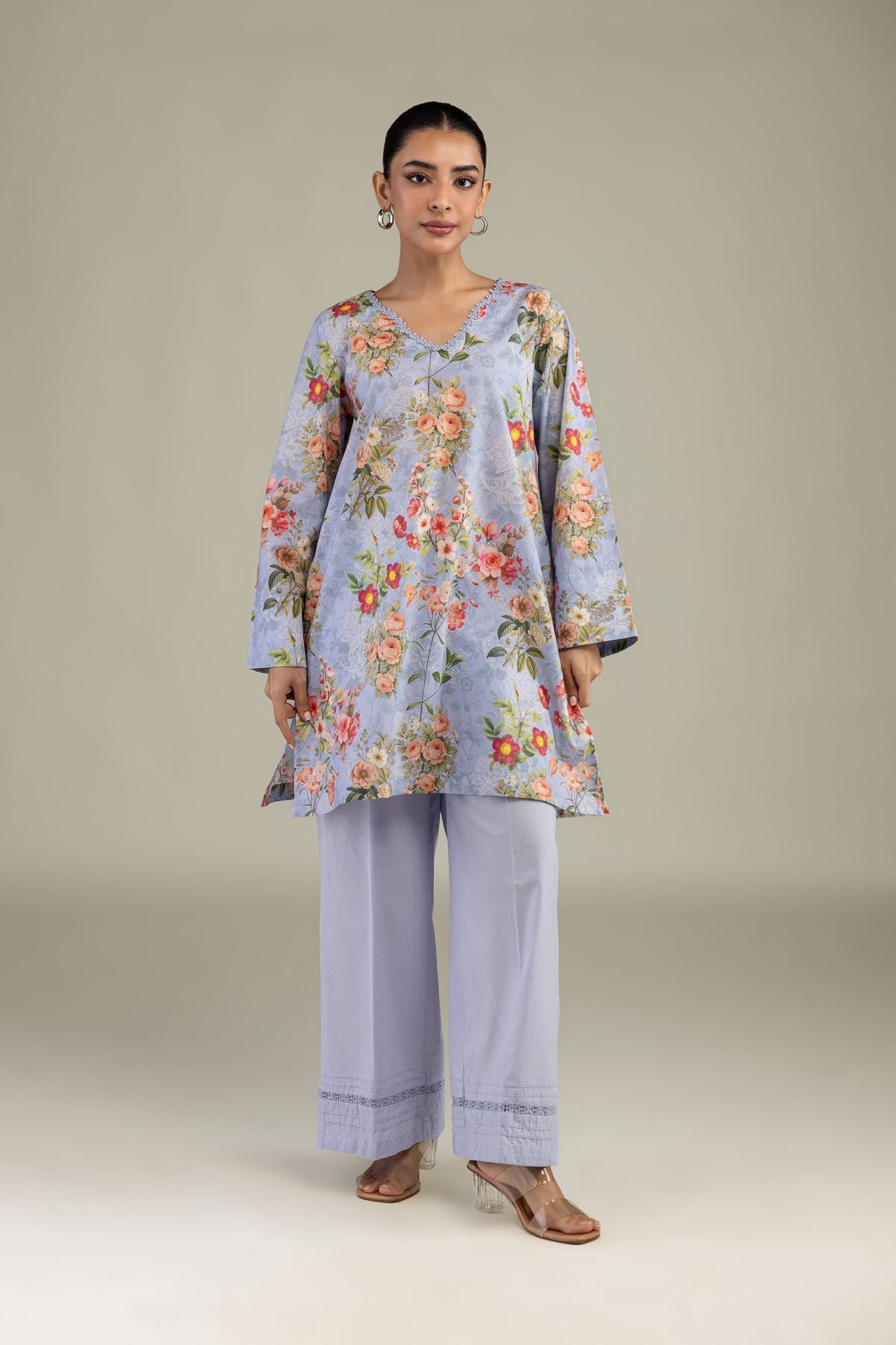 Blue Floral Kurta