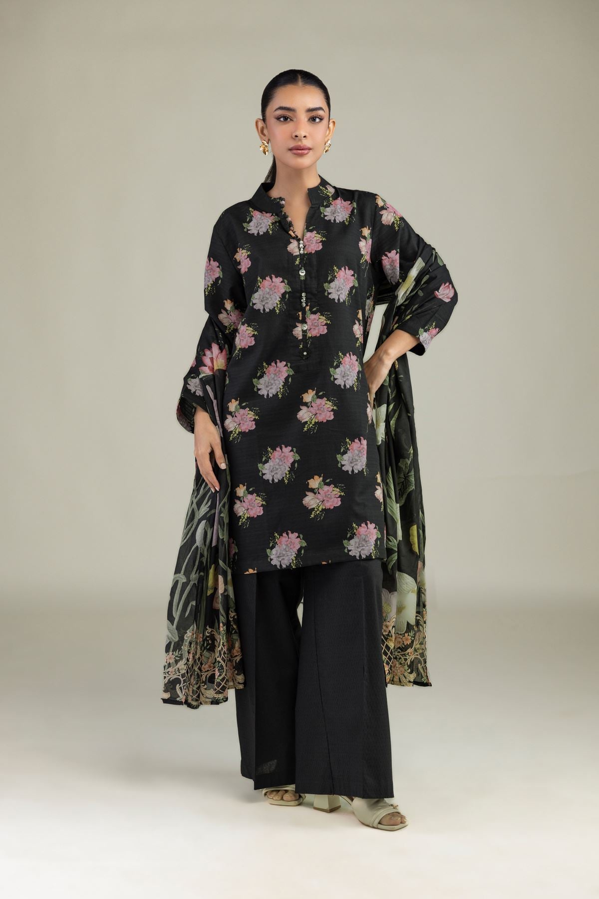 Black Solid Pants