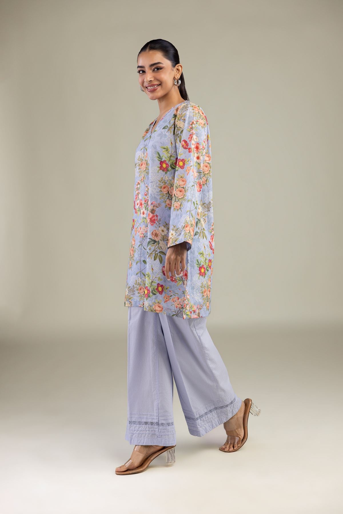 Blue Floral Kurta