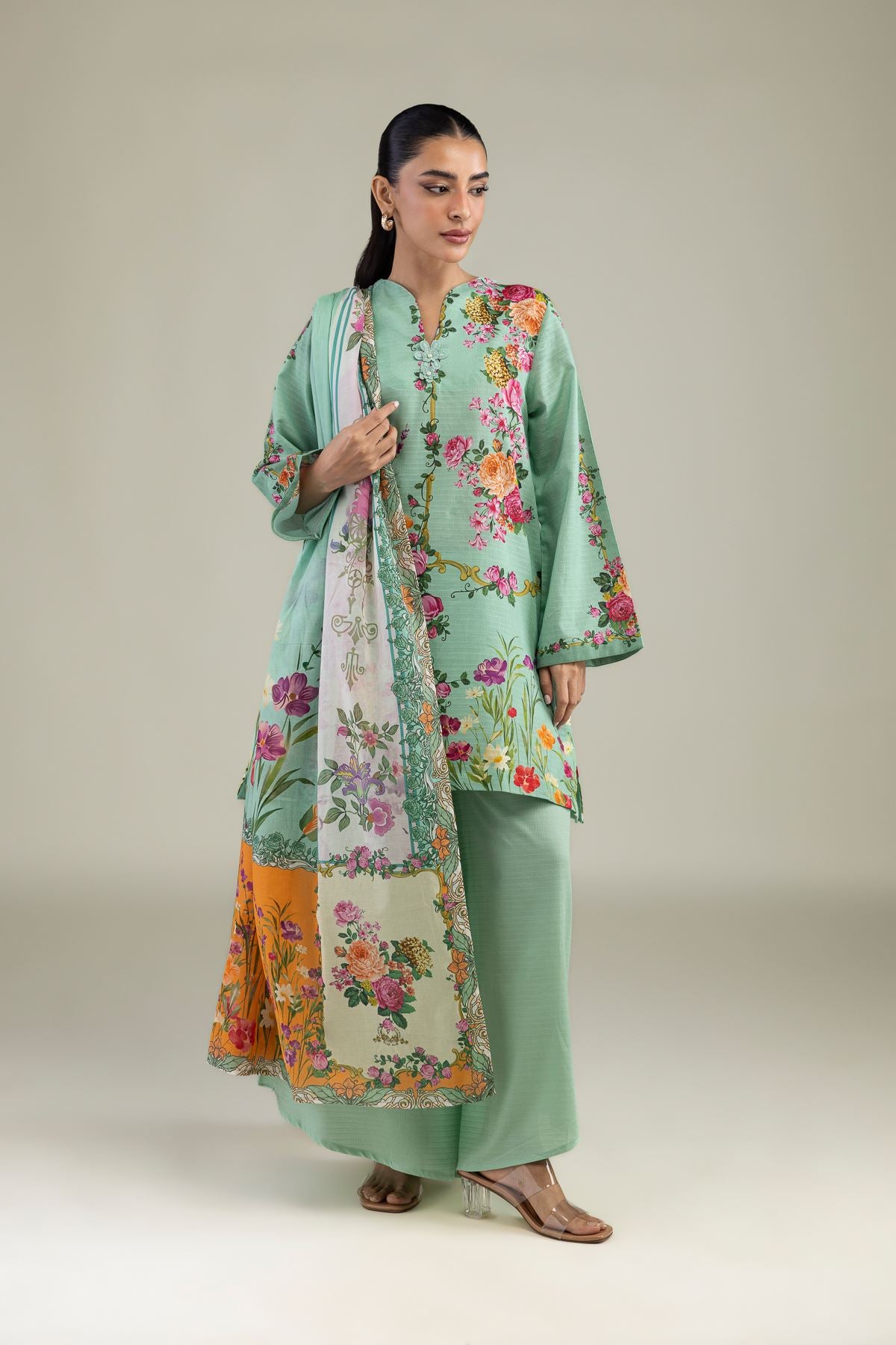 Lawn Floral Dupatta