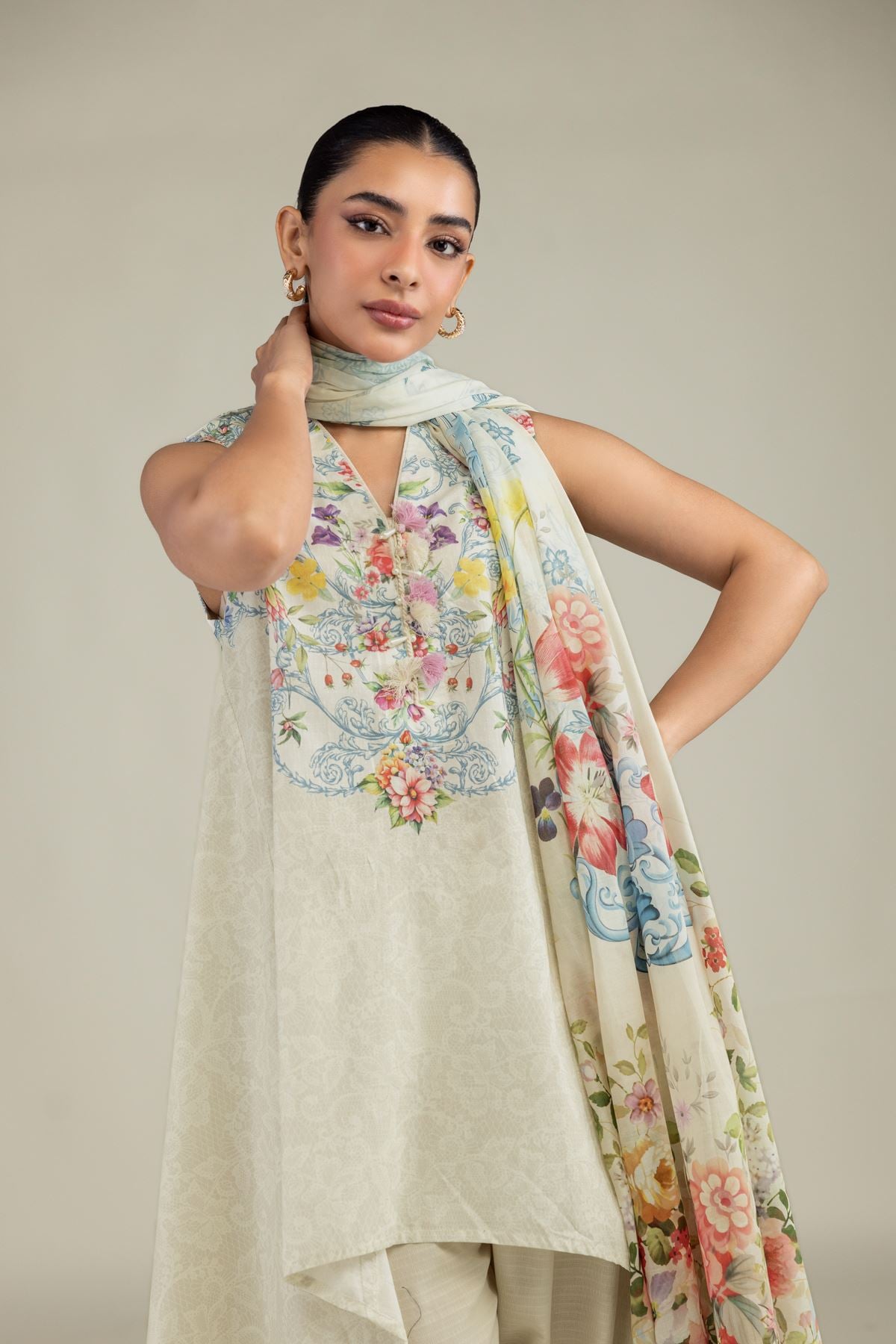 Floral Lawn Dupatta