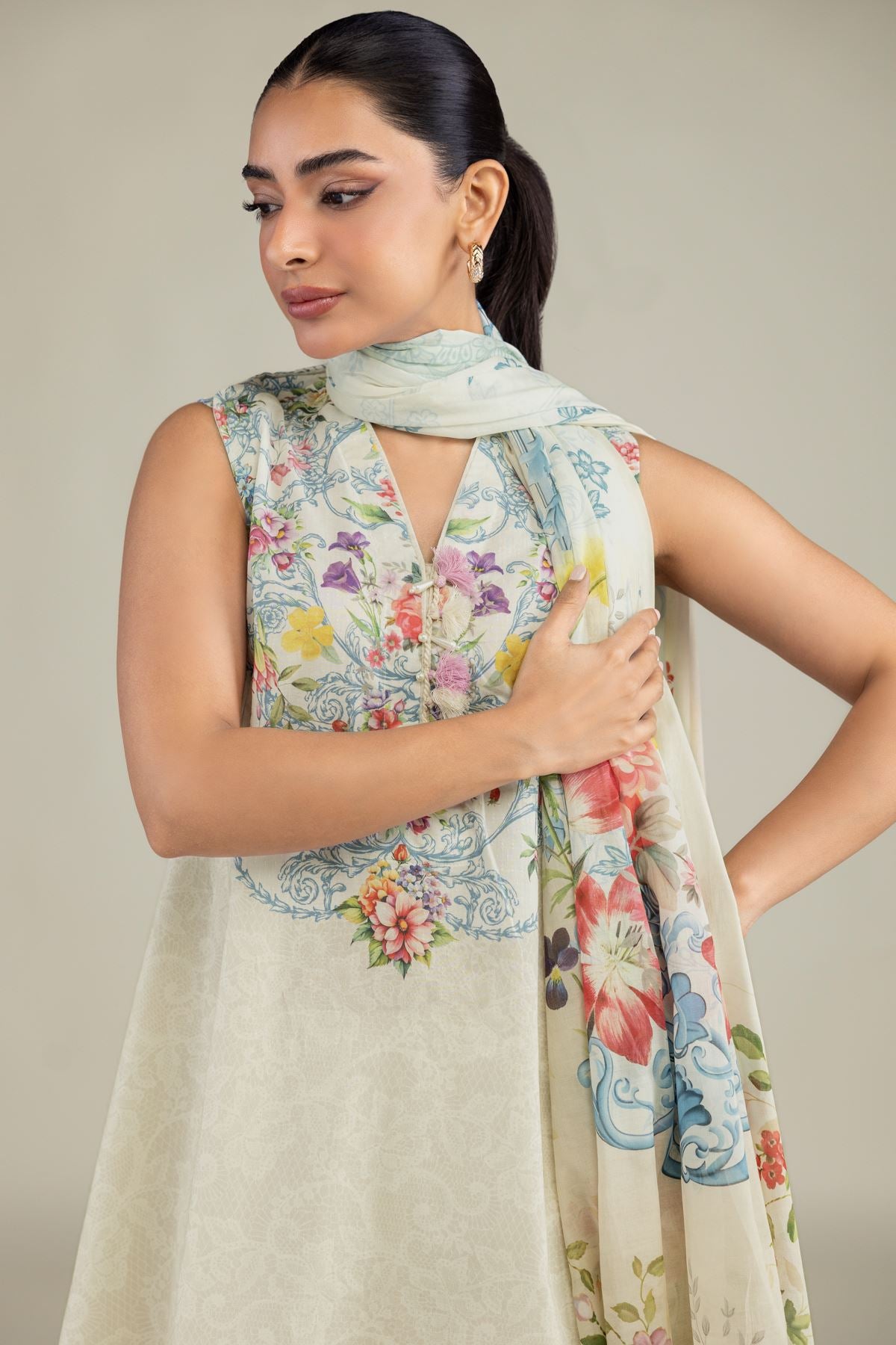 Floral Lawn Dupatta